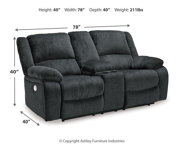 Draycoll Power Reclining Loveseat with Console - 3 Bros Warehouse