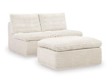 Fannin Armless Chair with Ottoman - 3 Bros Warehouse