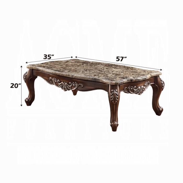 Latisha Marble & Antique Oak Coffee Table - 3 Bros Warehouse