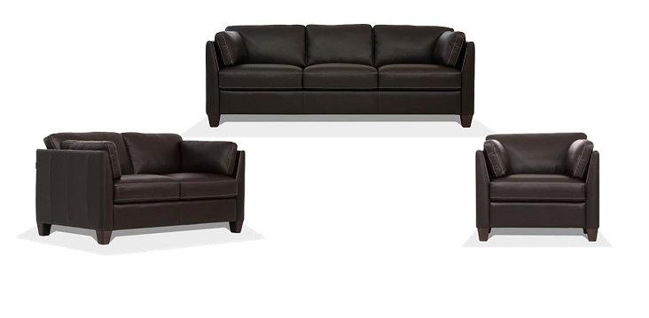 Matias Chocolate Leather Sofa - 3 Bros Warehouse