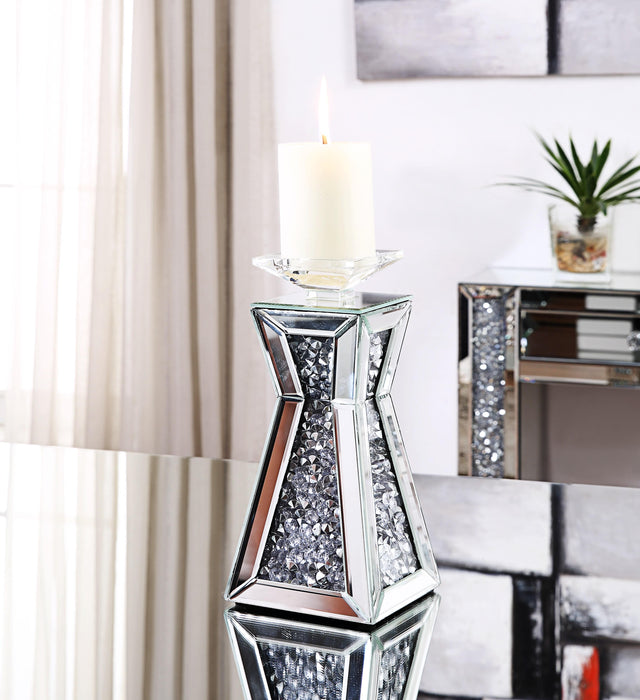 Nowles Mirrored & Faux Stones Accent Candleholder - 3 Bros Warehouse