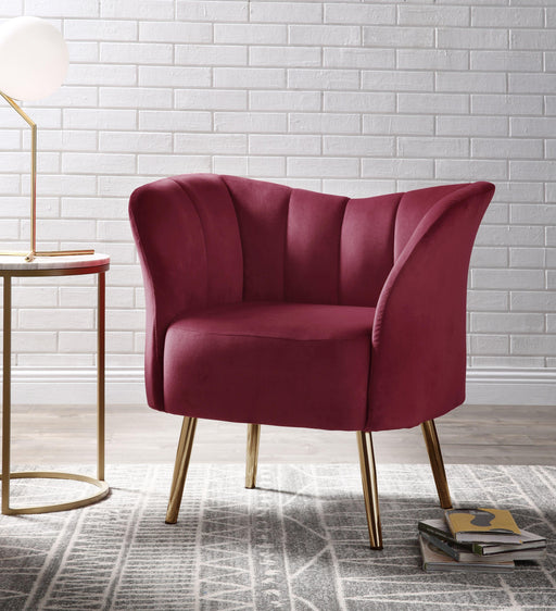 Reese Burgundy Velvet & Gold Accent Chair - 3 Bros Warehouse