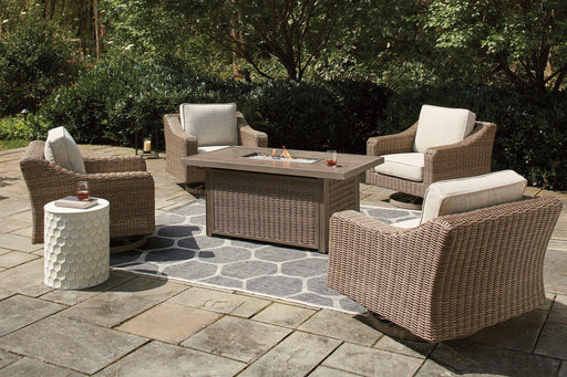 Beachcroft Beachcroft Fire Pit Table with Four Nuvella Swivel Lounge Chairs - 3 Bros Warehouse