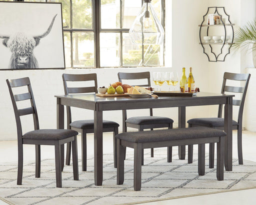 Bridson Dining Table and Chairs with Bench (Set of 6) - 3 Bros Warehouse