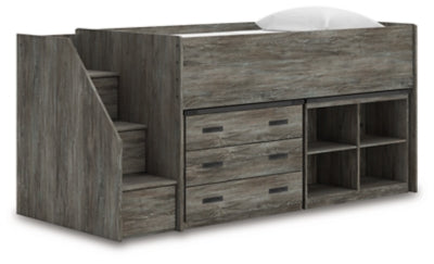 Frandern Loft Bed with Bookcase and Drawer Storage - 3 Bros Warehouse