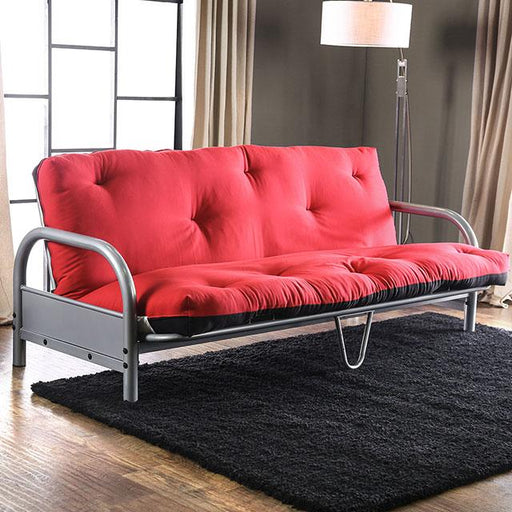 Aksel Black/Red Futon Mattress, Black, Red & Gray - 3 Bros Warehouse
