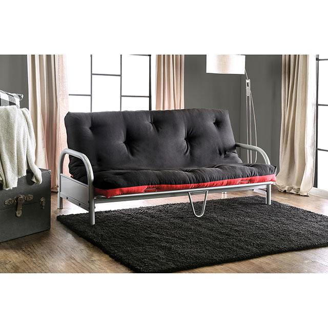 Aksel Black/Red Futon Mattress, Black, Red & Gray - 3 Bros Warehouse