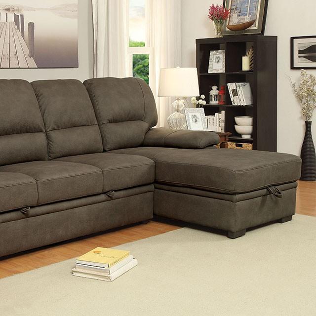 ALCESTER Brown & Gray Sectional w/ Sleeper, Ash - 3 Bros Warehouse