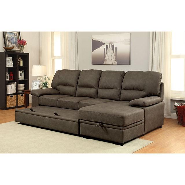 ALCESTER Brown & Gray Sectional w/ Sleeper, Ash - 3 Bros Warehouse