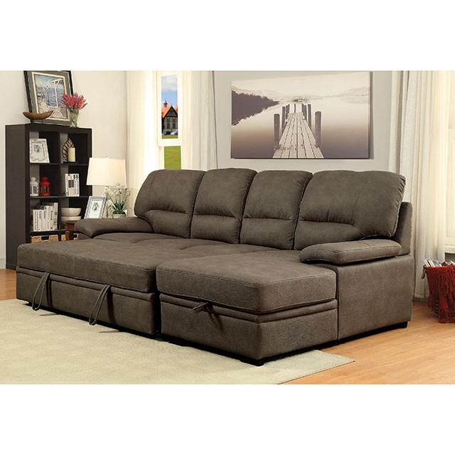 ALCESTER Brown & Gray Sectional w/ Sleeper, Ash - 3 Bros Warehouse