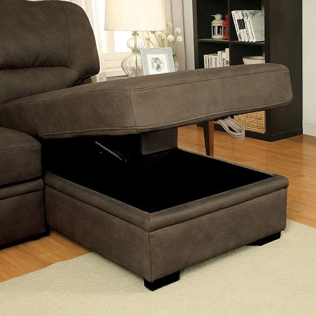 ALCESTER Brown & Gray Sectional w/ Sleeper, Ash - 3 Bros Warehouse