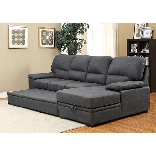 ALCESTER Brown & Gray Sectional w/ Sleeper, Ash - 3 Bros Warehouse