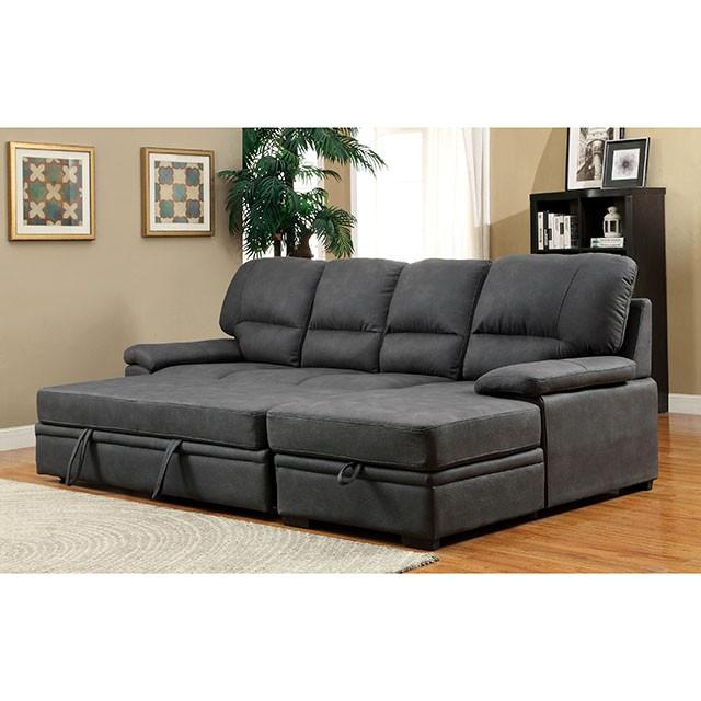 ALCESTER Brown & Gray Sectional w/ Sleeper, Ash - 3 Bros Warehouse