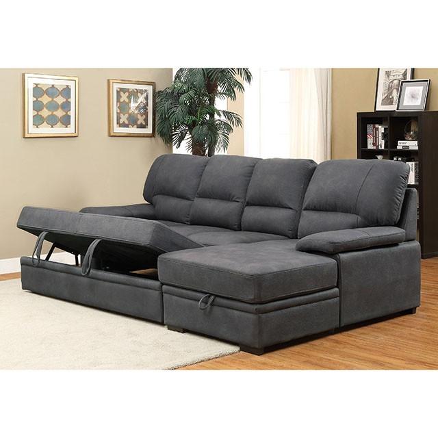 ALCESTER Brown & Gray Sectional w/ Sleeper, Ash - 3 Bros Warehouse