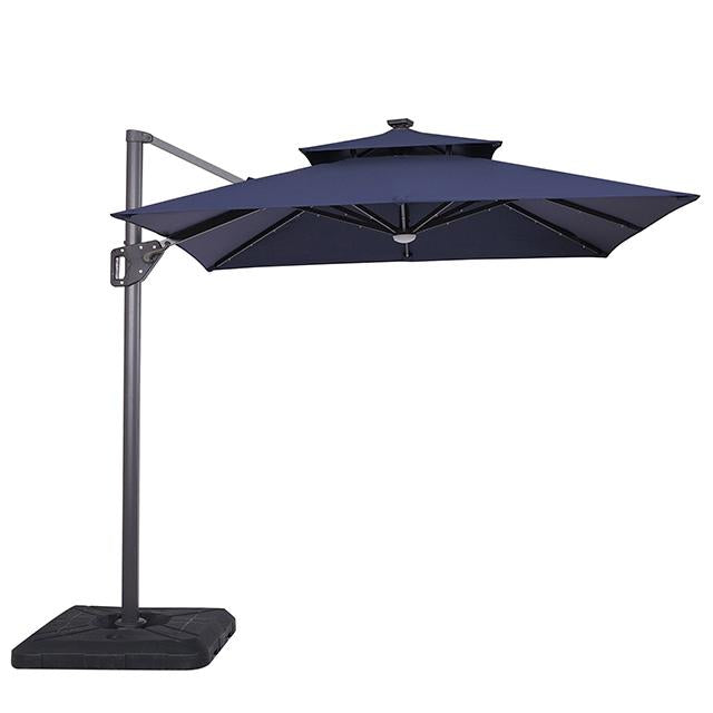Xico 8 Ft Square Umbrella w/ Double Top w/ LED Light + 37" Large Base - 3 Bros Warehouse