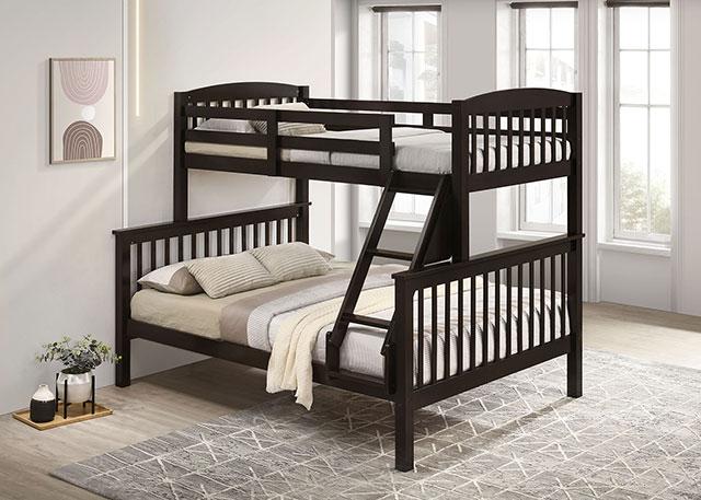 Brookings Twin/Full Bunk Bed White, Brown & Black - 3 Bros Warehouse