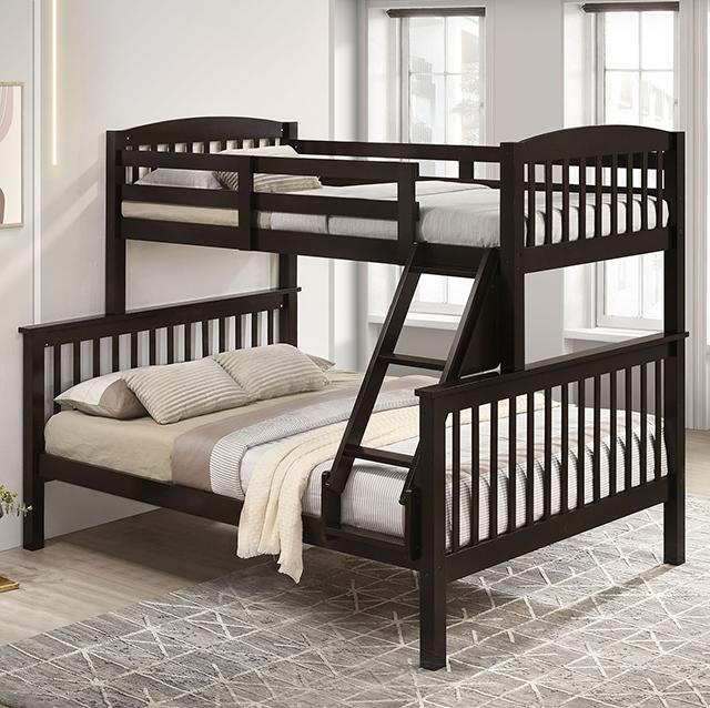 Brookings Twin/Full Bunk Bed White, Brown & Black - 3 Bros Warehouse