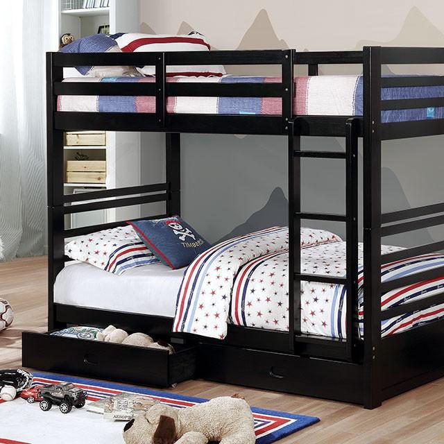 California Iv Black, Walnut, Gray, & White Twin/Twin Bunk Bed - 3 Bros Warehouse