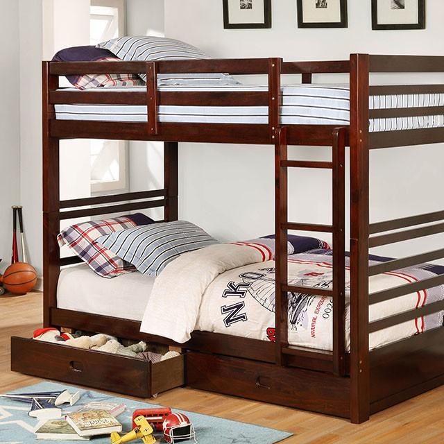 California Iv Black, Walnut, Gray, & White Twin/Twin Bunk Bed - 3 Bros Warehouse