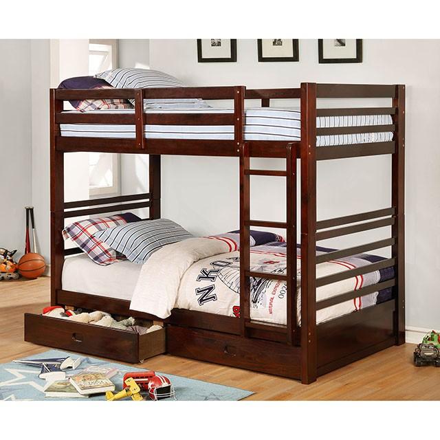 California Iv Black, Walnut, Gray, & White Twin/Twin Bunk Bed - 3 Bros Warehouse