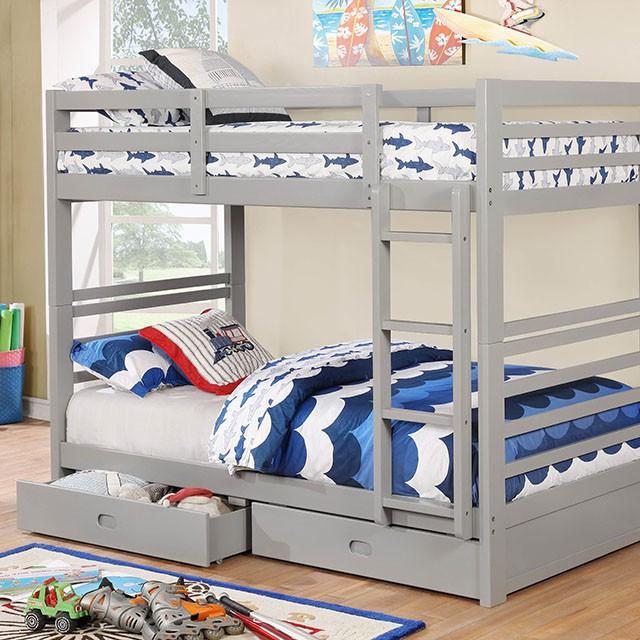 California Iv Black, Walnut, Gray, & White Twin/Twin Bunk Bed - 3 Bros Warehouse