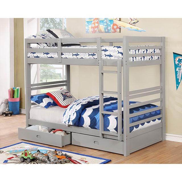 California Iv Black, Walnut, Gray, & White Twin/Twin Bunk Bed - 3 Bros Warehouse