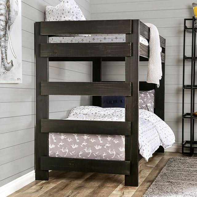 Arlette Twin/Twin Bunk Bed Brown, Black, Gray, & White - 3 Bros Warehouse