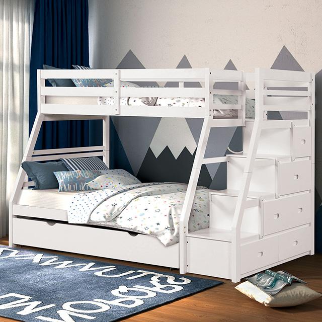 Ellington Twin/Full Bunk Bed White & Espresso - 3 Bros Warehouse