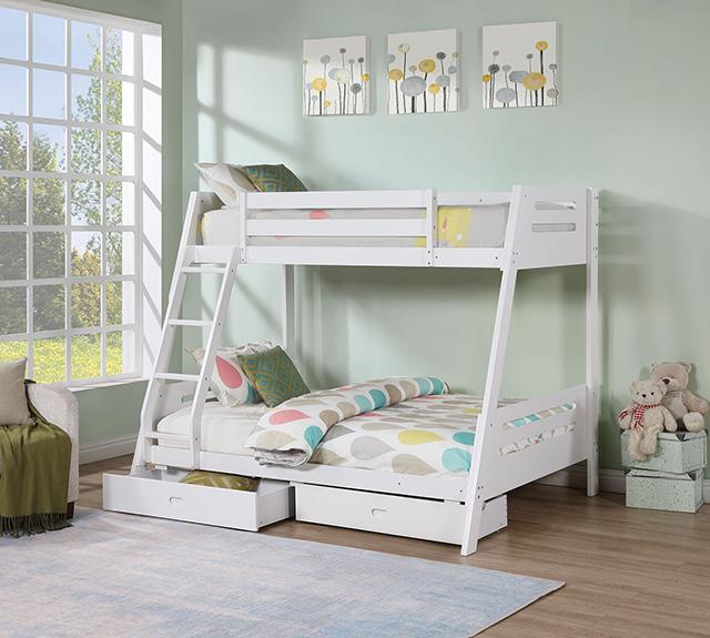 Emilee Twin/Full Bunk Bed White, Grey, Espresso, & Black - 3 Bros Warehouse
