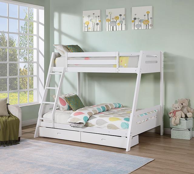 Emilee Twin/Full Bunk Bed White, Grey, Espresso, & Black - 3 Bros Warehouse