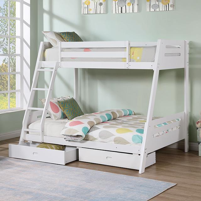 Emilee Twin/Full Bunk Bed White, Grey, Espresso, & Black - 3 Bros Warehouse