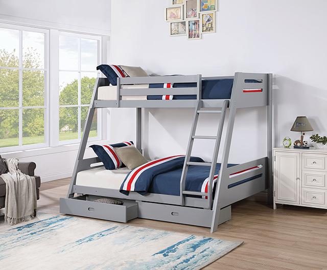 Emilee Twin/Full Bunk Bed White, Grey, Espresso, & Black - 3 Bros Warehouse