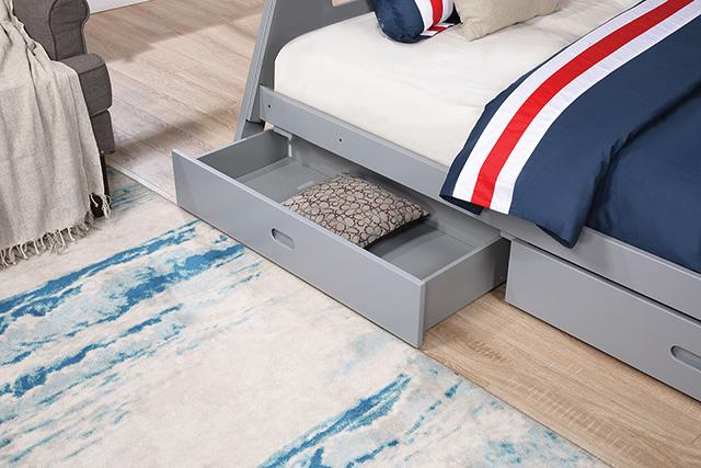 Emilee Twin/Full Bunk Bed White, Grey, Espresso, & Black - 3 Bros Warehouse