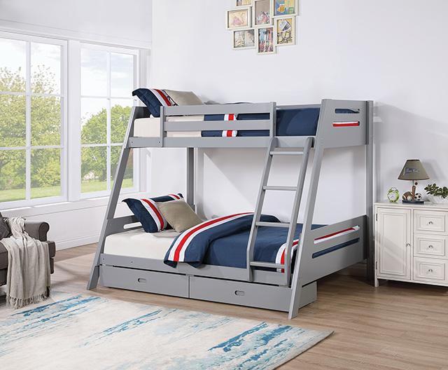 Emilee Twin/Full Bunk Bed White, Grey, Espresso, & Black - 3 Bros Warehouse