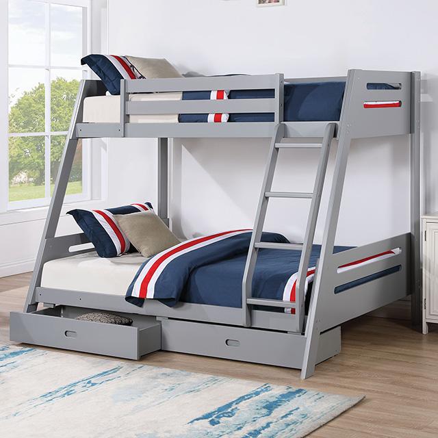 Emilee Twin/Full Bunk Bed White, Grey, Espresso, & Black - 3 Bros Warehouse