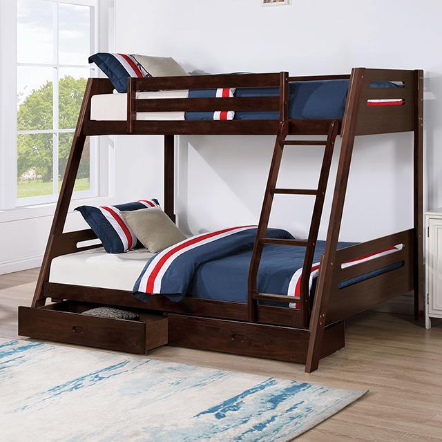 Emilee Twin/Full Bunk Bed White, Grey, Espresso, & Black - 3 Bros Warehouse
