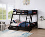 Emilee Twin/Full Bunk Bed White, Grey, Espresso, & Black - 3 Bros Warehouse
