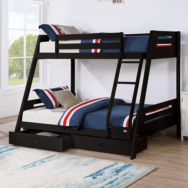 Emilee Twin/Full Bunk Bed White, Grey, Espresso, & Black - 3 Bros Warehouse