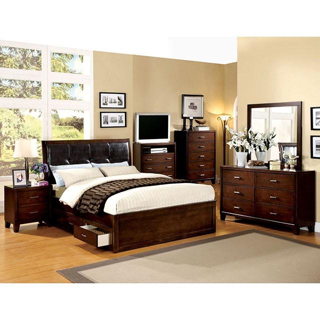 Enrico Full Queen Bed Brown, Black, & Cherry - 3 Bros Warehouse