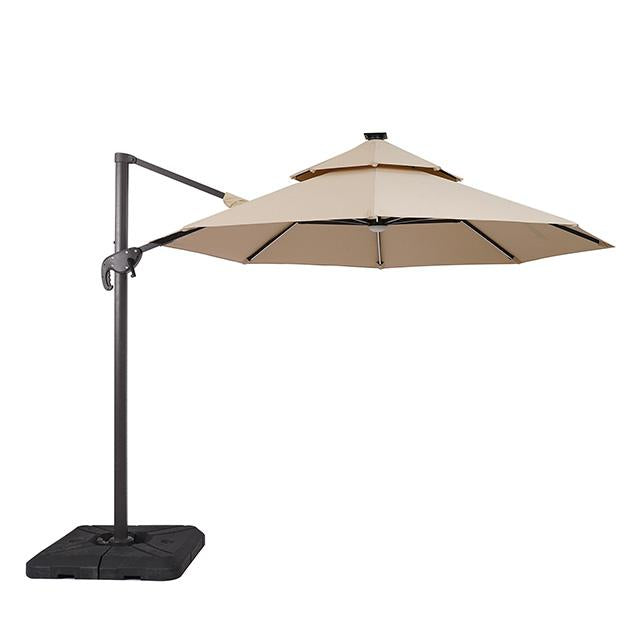 Fera 10 Ft Round Umbrella w/ LED Bulb + 37" Large Base - 3 Bros Warehouse