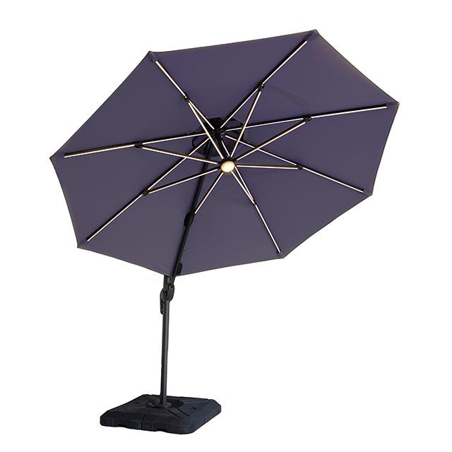 Fera 10 Ft Round Umbrella w/ LED Bulb + 37" Large Base - 3 Bros Warehouse