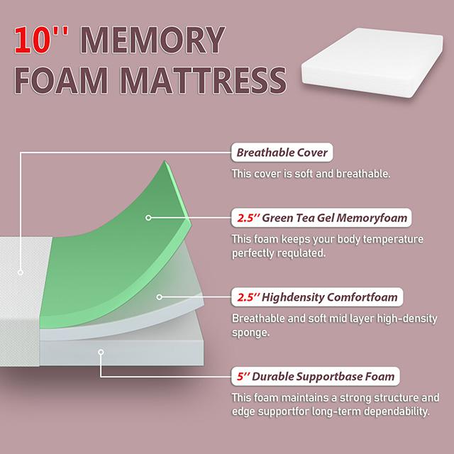 Forsythia 10" Queen Green Tea Gel Memory Foam - 3 Bros Warehouse