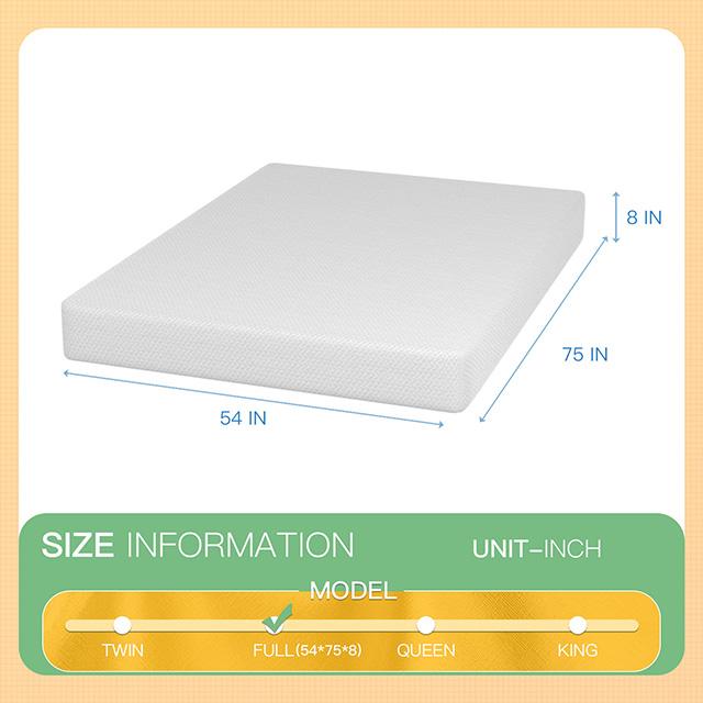 Forsythia 8" Full Green Tea Gel Memory Foam - 3 Bros Warehouse