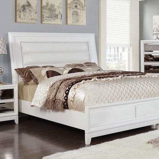 Golva E.King & Queen Bed White & Silver - 3 Bros Warehouse