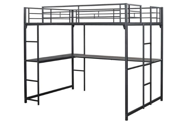Cybill Full Loft Bed White, Silver, & Black - 3 Bros Warehouse