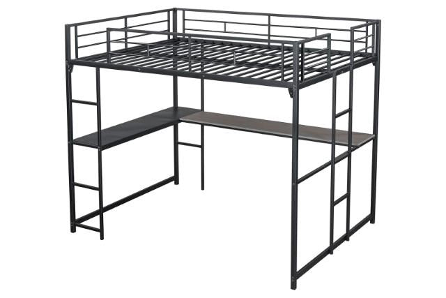 Cybill Full Loft Bed White, Silver, & Black - 3 Bros Warehouse