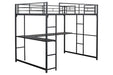 Cybill Full Loft Bed White, Silver, & Black - 3 Bros Warehouse