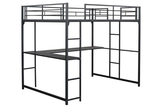 Cybill Full Loft Bed White, Silver, & Black - 3 Bros Warehouse