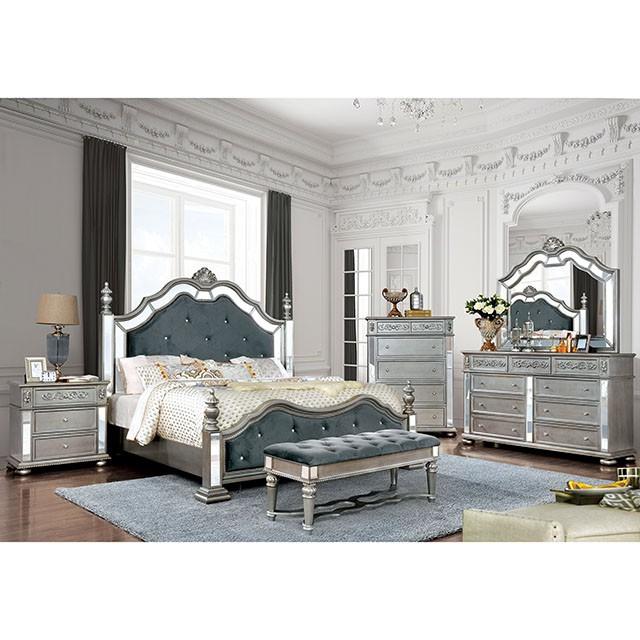 Azha Silver/Gray Cal.King & Queen Bed - 3 Bros Warehouse