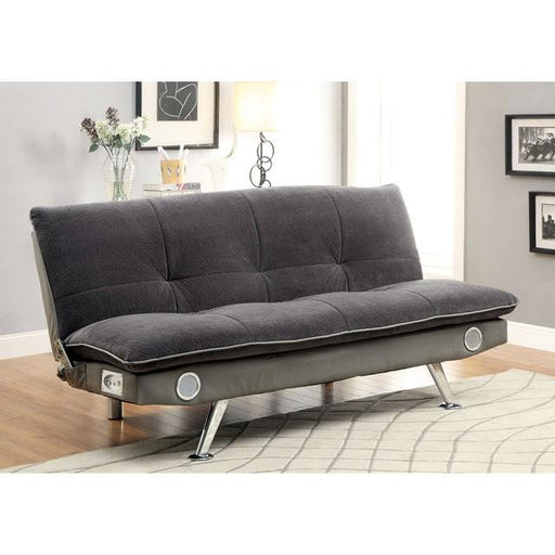 GALLAGHER Gray/Chrome Futon Sofa, Gray image